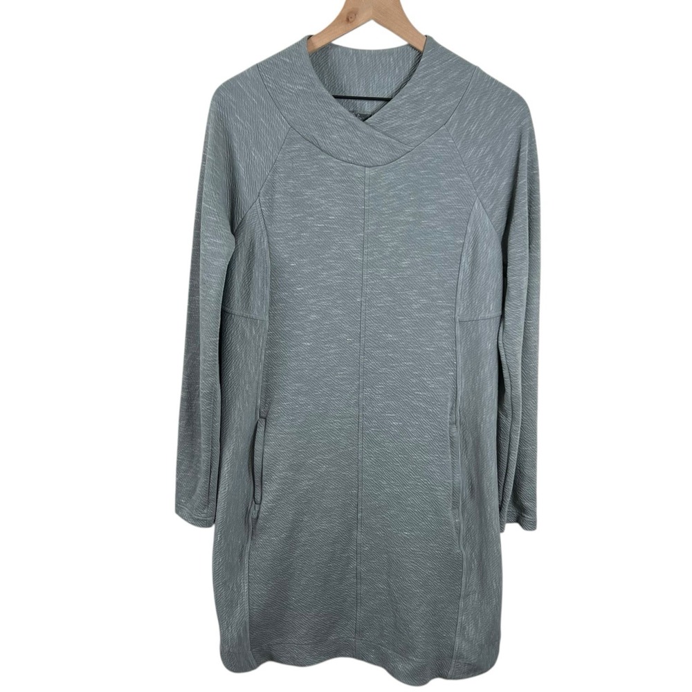 Prana Womens Medium Gray Sindri Dress Long Sleeve Zip‎ Pockets Shift #W33202163